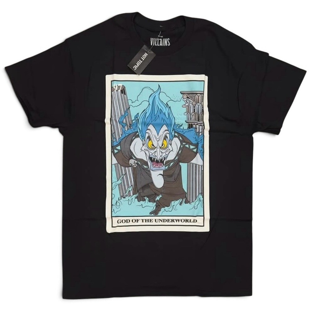 Hot Topic Disney Villains Hades Tarot Card Black Shirt Size M